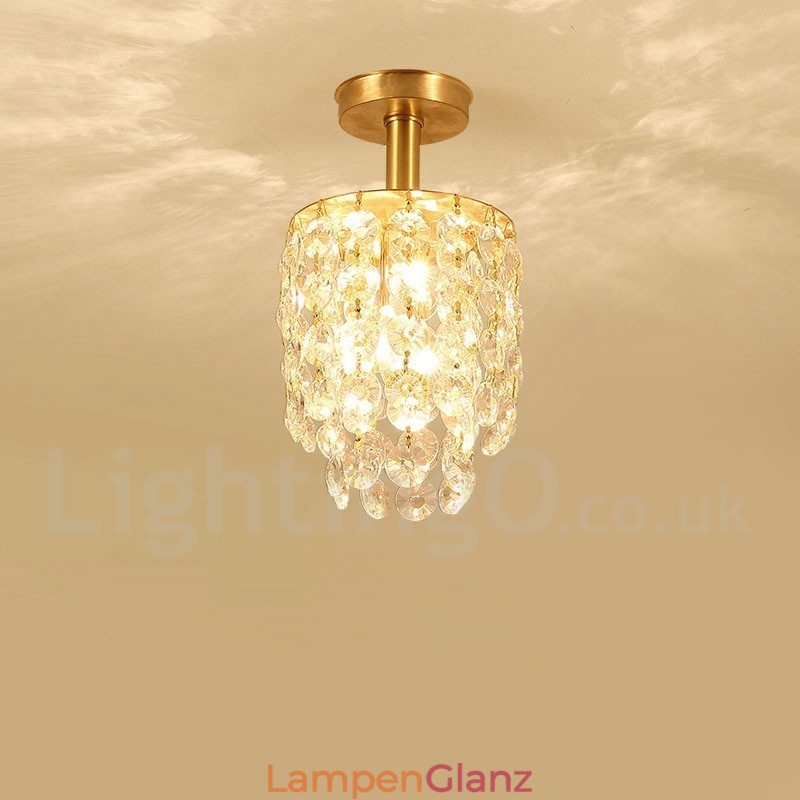 Rustikale Lodge-Deckenleuchten im nordischen Stil aus reinem Messing mit Kristallen