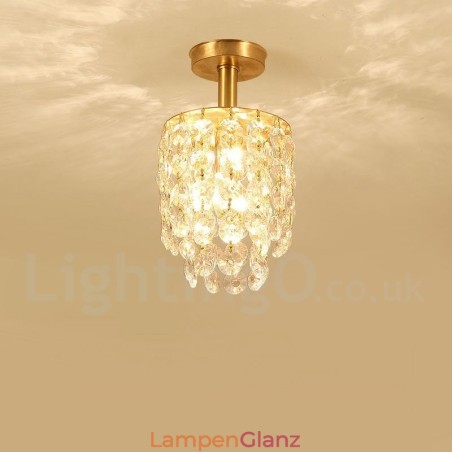Rustikale Lodge-Deckenleuchten im nordischen Stil aus reinem Messing mit Kristallen