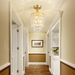 Rustikale Lodge-Deckenleuchten im nordischen Stil aus reinem Messing mit Kristallen