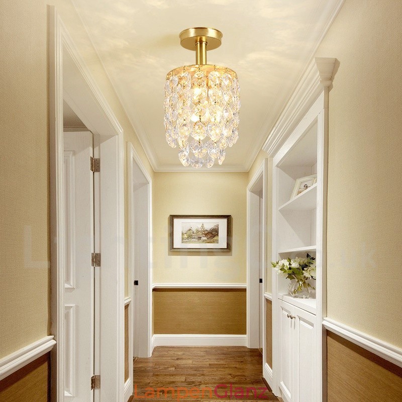 Rustikale Lodge-Deckenleuchten im nordischen Stil aus reinem Messing mit Kristallen