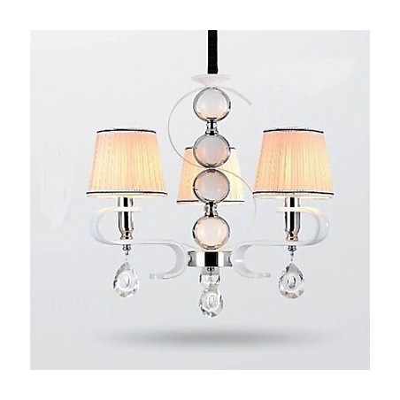 Stoff Kronleuchter 3 Licht High Grade Lampe Weiß Jade Silber Ring Stoff Kronleuchter 3 Licht High Grade Lampe Weiß Jade Silber Ring