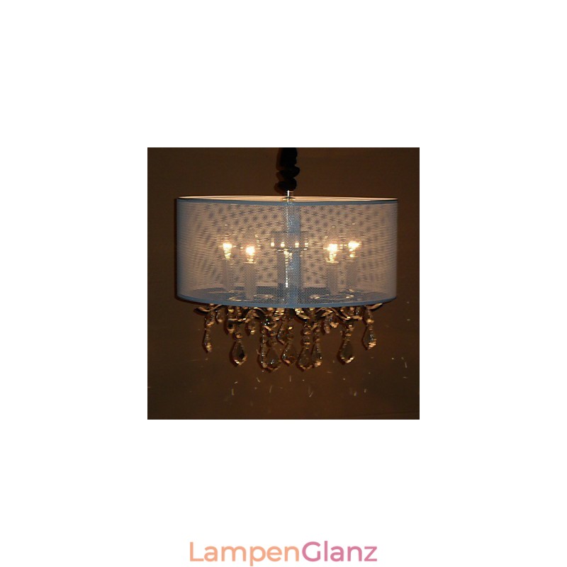 Moderne Kristall-Pendelleuchte mit 5 Lichtern und halbtransparentem Schirm