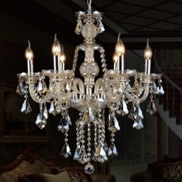6 Lichter Retro Cognac Farbe K9 Kristall Moderner Kronleuchter