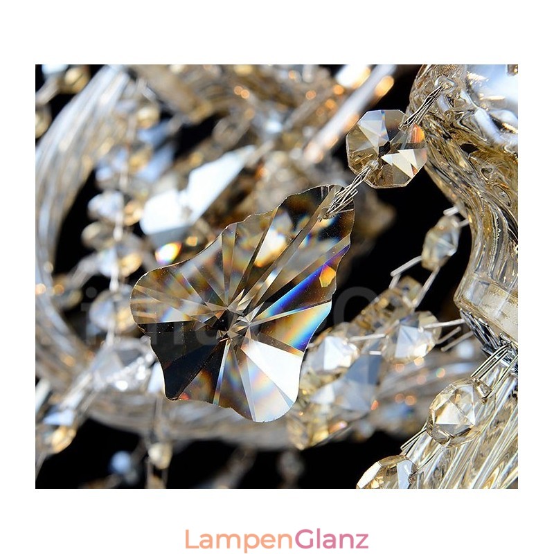 6 Lichter Retro Cognac Farbe K9 Kristall Moderner Kronleuchter