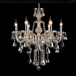 6 Lichter Retro Cognac Farbe K9 Kristall Moderner Kronleuchter