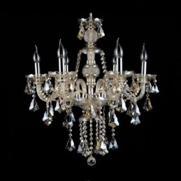 6 Lichter Retro Cognac Farbe K9 Kristall Moderner Kronleuchter