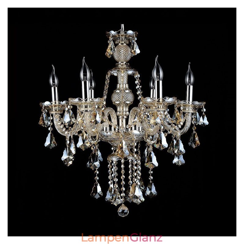 6 Lichter Retro Cognac Farbe K9 Kristall Moderner Kronleuchter