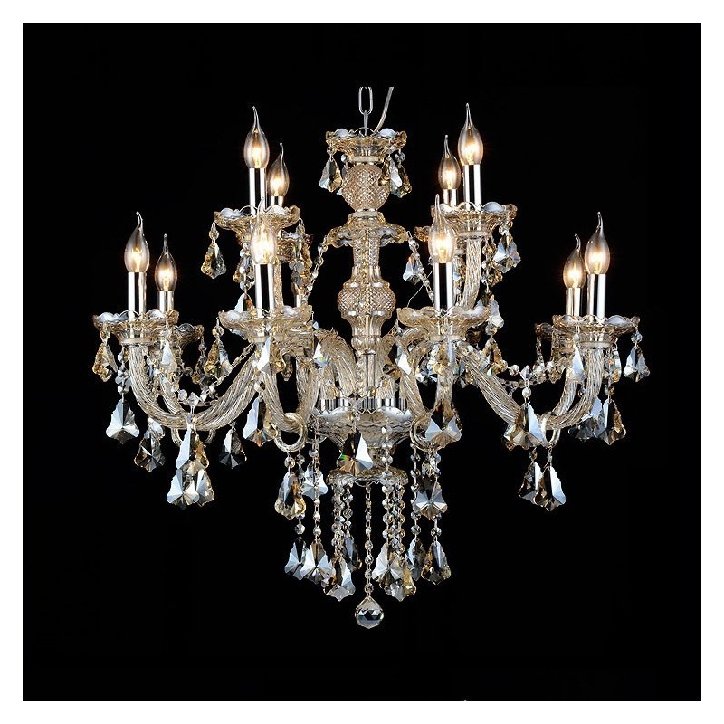 12 Lichter Retro Cognac Farbe K9 Kristall Moderner Kronleuchter