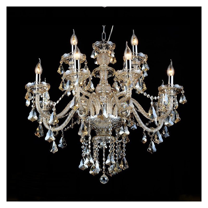 12 Lichter Retro Cognac Farbe K9 Kristall Moderner Kronleuchter