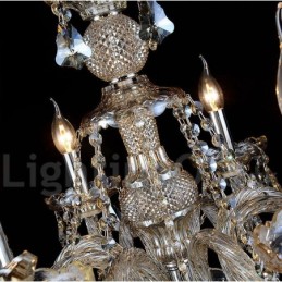 12 Lichter Retro Cognac Farbe K9 Kristall Moderner Kronleuchter