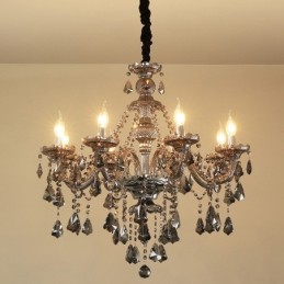 8 Lichter Retro Grau Farbe K9 Kristall Kerze Kronleuchter