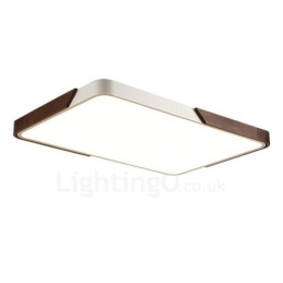 Retro-Deckenleuchten aus Walnussholz in ultradünner, rechteckiger Form, dimmbar, mit Acrylschirm, können auch als Wandleuchte verwendet werden