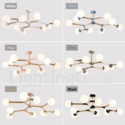 Nordic Modern Magic Bean Holz Molekular Kronleuchter aus Holz mit Glasschirmen