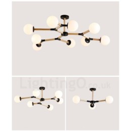 Nordic Modern Magic Bean Holz Molekular Kronleuchter aus Holz mit Glasschirmen