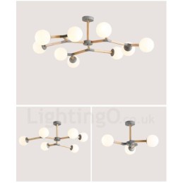 Nordic Modern Magic Bean Holz Molekular Kronleuchter aus Holz mit Glasschirmen