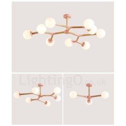 Nordic Modern Magic Bean Holz Molekular Kronleuchter aus Holz mit Glasschirmen
