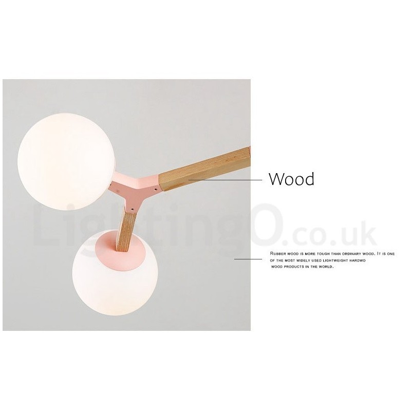 Nordic Modern Magic Bean Holz Molekular Kronleuchter aus Holz mit Glasschirmen
