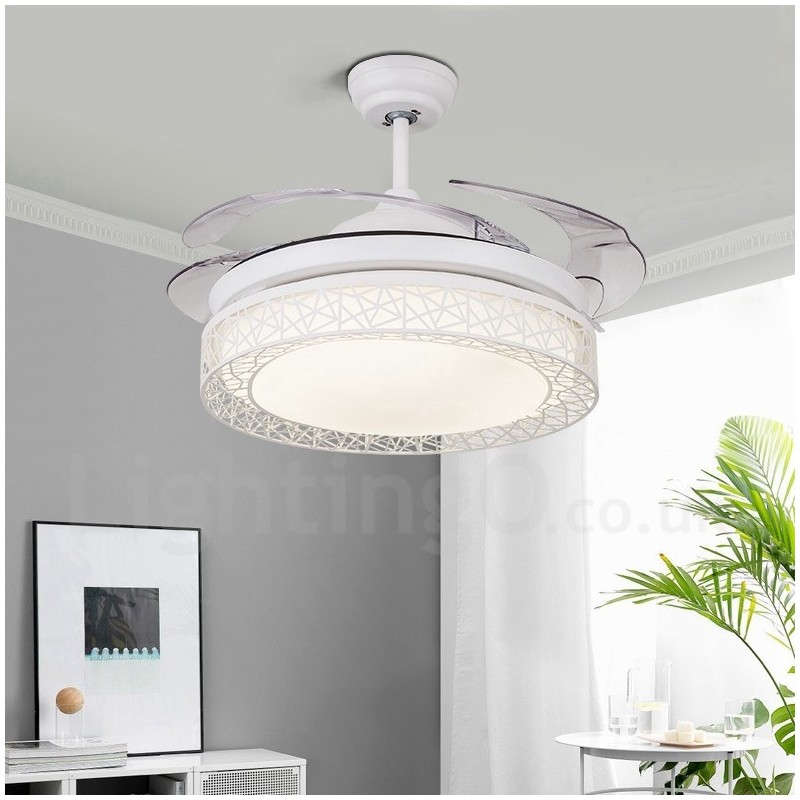 108 cm (42 Zoll) 91 cm (36 Zoll) Moderner zeitgenössischer Deckenventilator mit Fernbedienung, hohler Deckenventilator mit Acrylschirm, stummgeschaltetem Motor aus reinem Kupfer