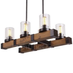 6 Licht Vintage Holz Kronleuchter Industrielle Wind Loft Holz Linear Anhänger Beleuchtung