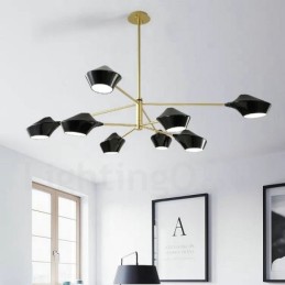 Zweistufiger, mehrfarbiger, linearer Retro-Kronleuchter mit 8 Lichtern und Acrylschirmen für den Außenbereich, Garage