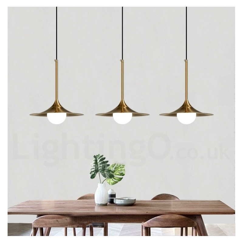 Pendelleuchte im Industriestil, 1 Licht, goldfarben, Mini-Stil, galvanisch lackiert, mit Glasschirm