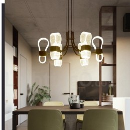 6-flammiger Kronleuchter im nordischen postmodernen Design mit Acrylschirmen