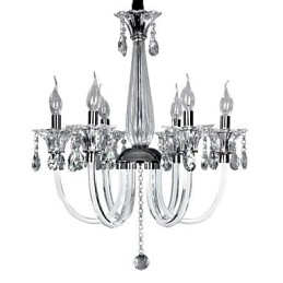 Eleganter Kristall-Kronleuchter mit 6 Lichtern in Kerzenform