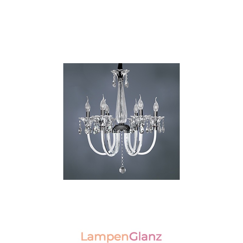 Eleganter Kristall-Kronleuchter mit 6 Lichtern in Kerzenform