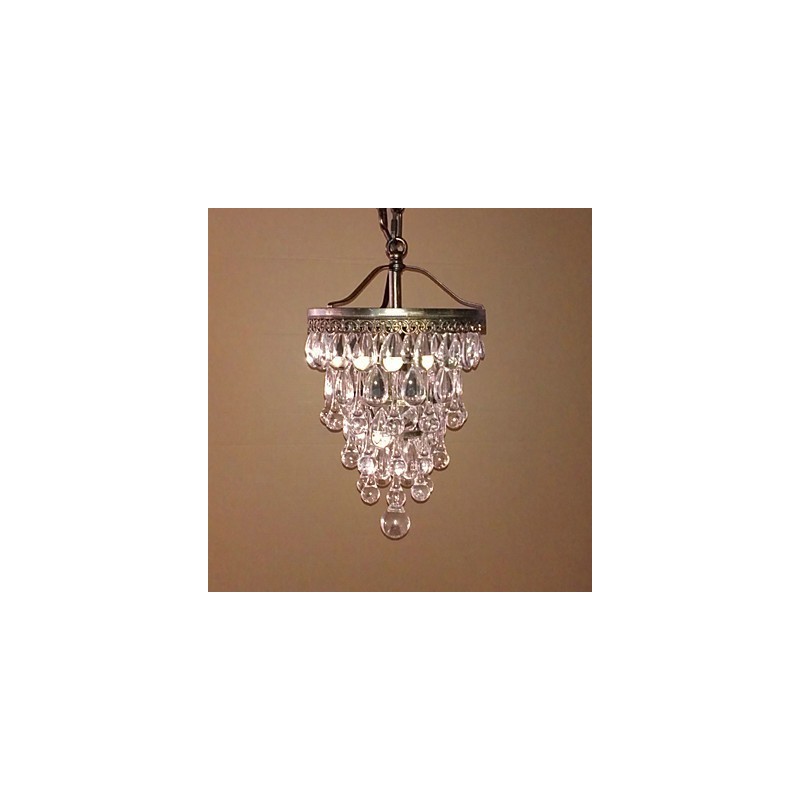 Moderne Pendelleuchte mit 1 Licht und antiker Farbe und Kristallperlen