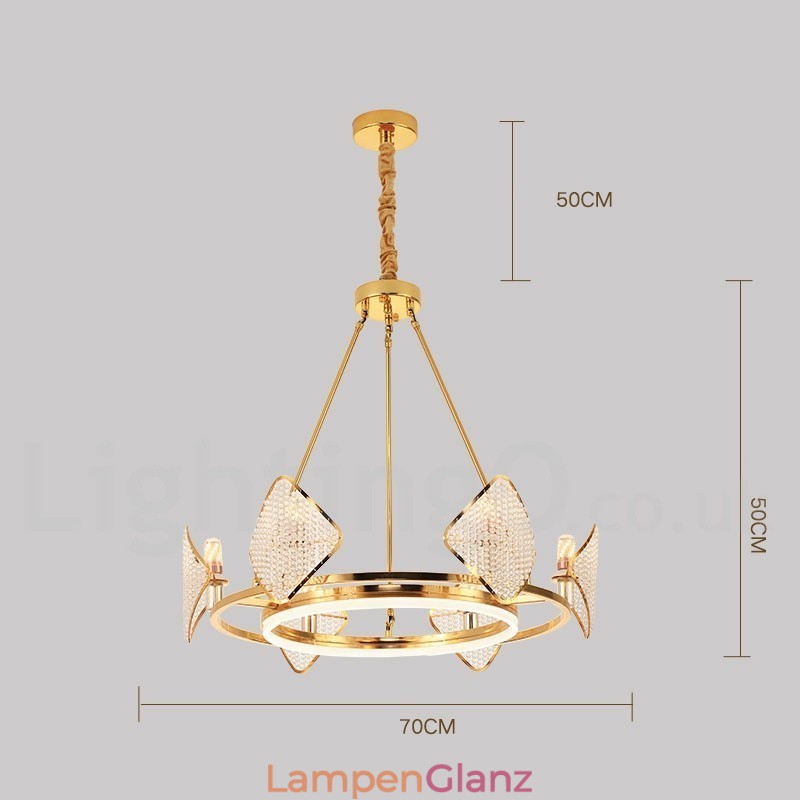 Gold Postmodern Luxus Runde K9 Kristall Pendelleuchte Kronleuchter Licht mit Acryl Schatten Ausstellungshalle