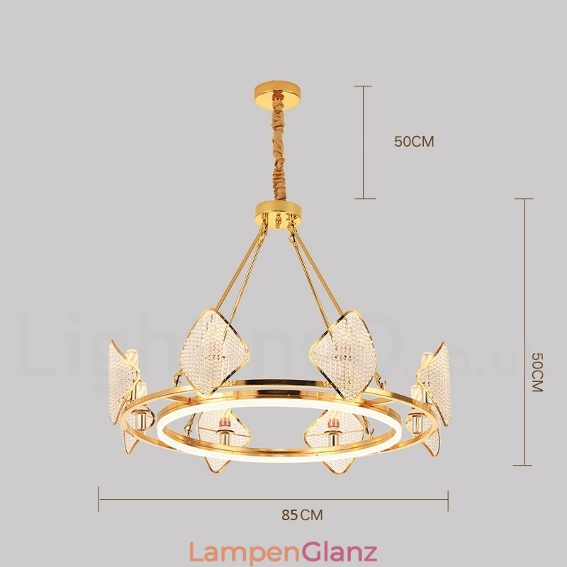 Gold Postmodern Luxus Runde K9 Kristall Pendelleuchte Kronleuchter Licht mit Acryl Schatten Ausstellungshalle