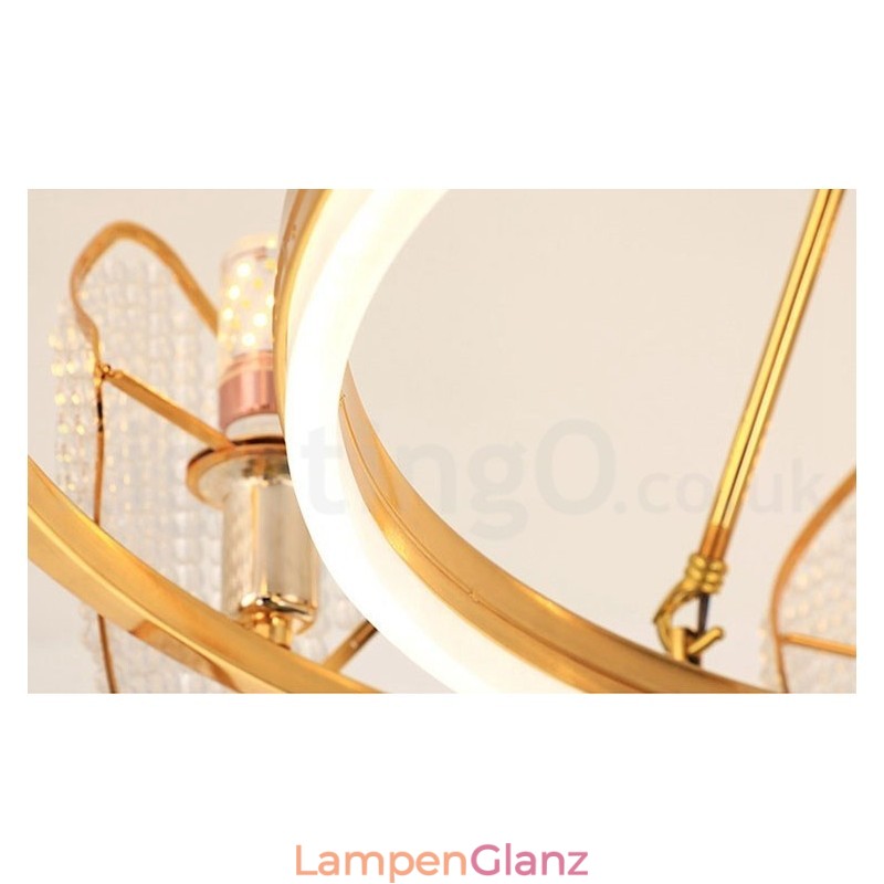 Gold Postmodern Luxus Runde K9 Kristall Pendelleuchte Kronleuchter Licht mit Acryl Schatten Ausstellungshalle