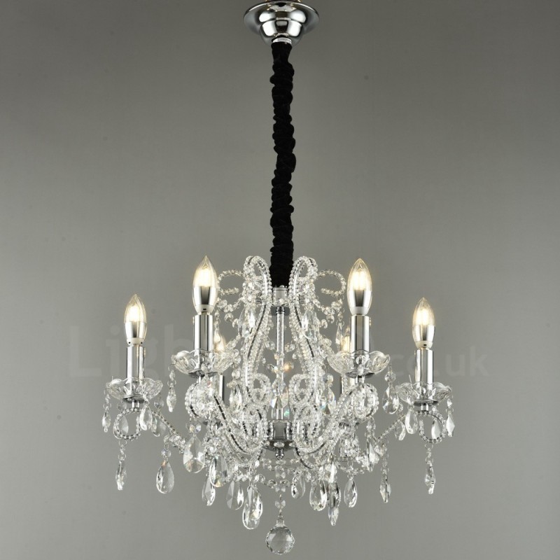 6 Licht Gold Silber Amerikanischen Stil Kristall Anhänger Kronleuchter Licht Shop