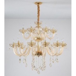 18 (12+6) Lichter Champagner Farbe Eleganter Kristall Kerzenleuchter