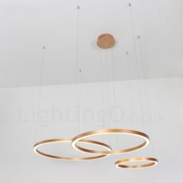 Wi-Fi Smart Dimmbare Gold Rose Gold Moderne zeitgenössische 3 Ringe Licht Aluminiumlegierung Pendelleuchte mit Acryl-Lampenschirm