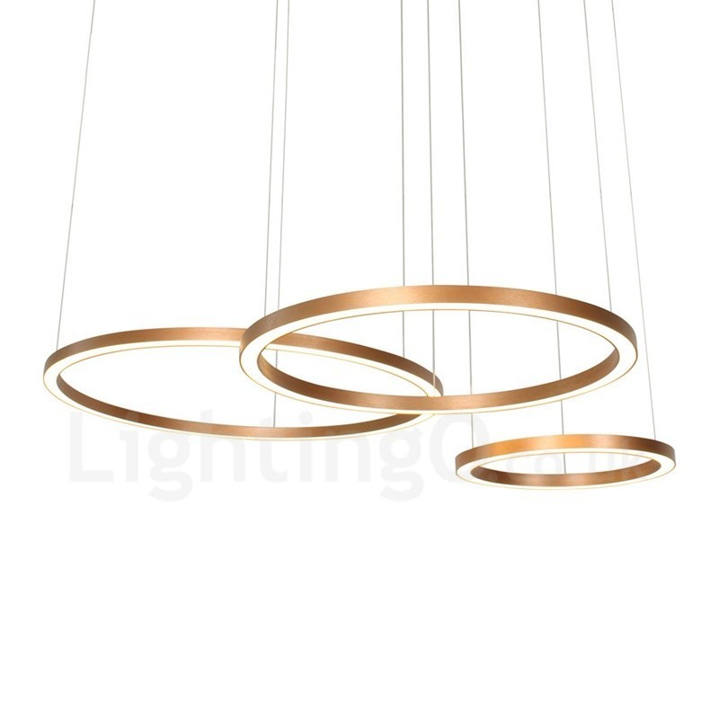 Wi-Fi Smart Dimmbare Gold Rose Gold Moderne zeitgenössische 3 Ringe Licht Aluminiumlegierung Pendelleuchte mit Acryl-Lampenschirm