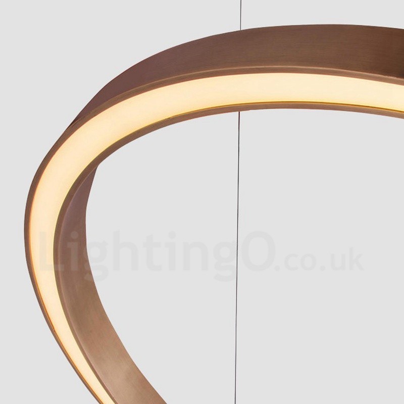 Wi-Fi Smart Dimmbare Gold Rose Gold Moderne zeitgenössische 3 Ringe Licht Aluminiumlegierung Pendelleuchte mit Acryl-Lampenschirm