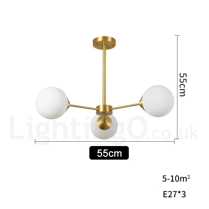 3-Licht Reinem Messing Nordeuropa Bean Kronleuchter Moderne Metall Moleküle Pendelleuchte