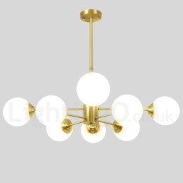 8 Lichter (4 + 4 Lichter) Zweistufiger Kronleuchter aus reinem Messing aus Nordeuropa, moderne Pendelleuchte mit Metallmolekülen