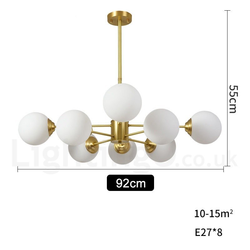 8 Lichter (4 + 4 Lichter) Zweistufiger Kronleuchter aus reinem Messing aus Nordeuropa, moderne Pendelleuchte mit Metallmolekülen