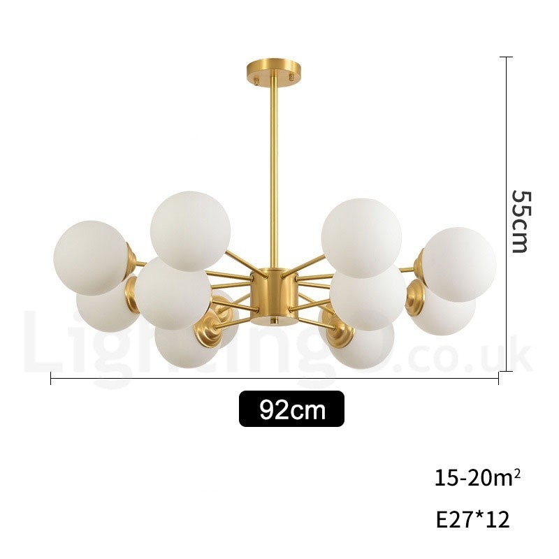 12 Lichter (8 + 4 Lichter) Zweistufiger Kronleuchter aus reinem Messing aus Nordeuropa, moderne Pendelleuchte mit Metallmolekülen