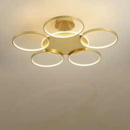 Goldfarbener, moderner, zeitgenössischer Deckenleuchter im nordischen Stil mit Fernbedienung, kann auch als Wandleuchte verwendet werden