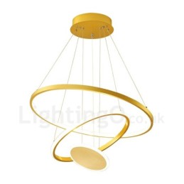 Three Circles Pendelleuchte mit drei Ringen, modernes Design, goldfarben, mit Fernbedienung