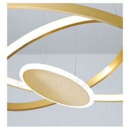 Three Circles Pendelleuchte mit drei Ringen, modernes Design, goldfarben, mit Fernbedienung