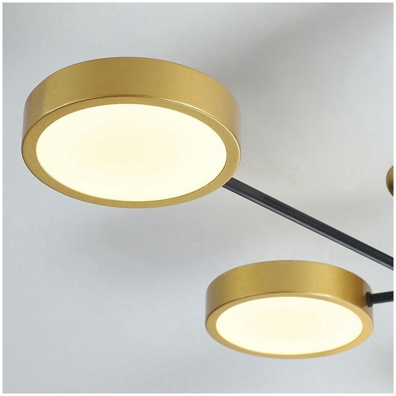Gold-Schwarz-Deckenleuchter, moderner Metall-Kronleuchter