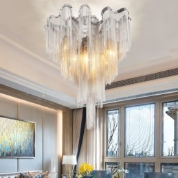 Quasten Kronleuchter Designer Deckenleuchte Silber Gold Farbe