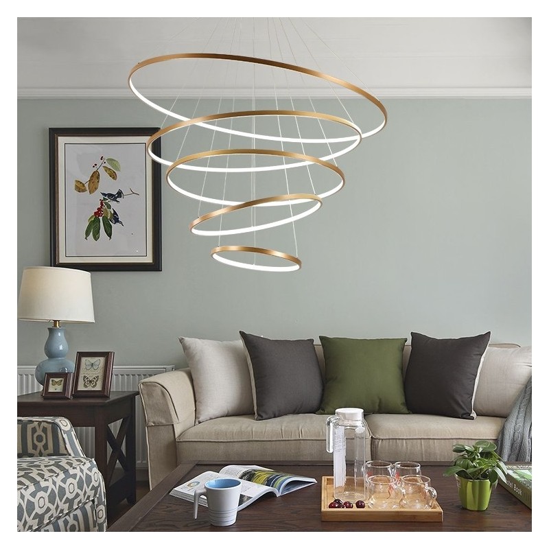 Große 4 Ringe 5 Ringe Schwarz Weiß Gold Pendelleuchte Modernes Design