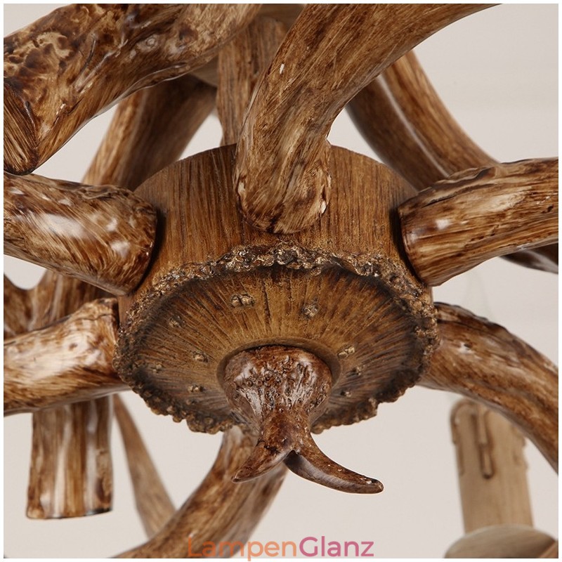 4-flammiger rustikaler künstlerischer Retro-Kronleuchter im Geweih-Stil