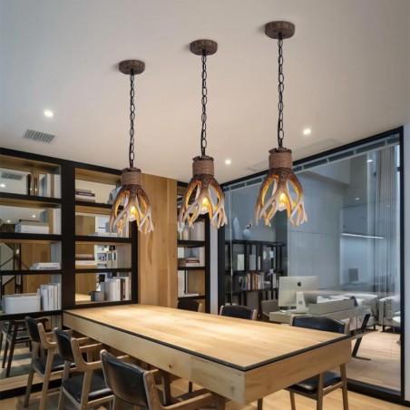 Ein Licht Rustikale Künstlerische Retro Geweih Antike Pendelleuchte Ein Licht Rustikale Künstlerische Retro Geweih Antike Pendelleuchte