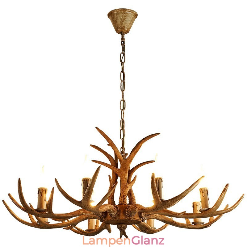 8-flammiger rustikaler künstlerischer Retro-Kronleuchter im Geweih-Stil
